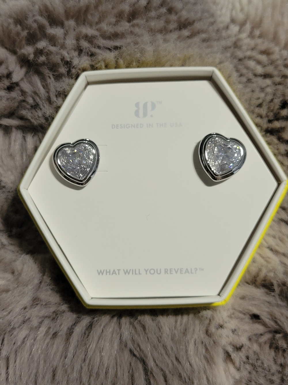 Heart-Shaped Clear Crystal Stud Earrings in Silver Tone